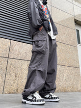 boy outfits Japanese Harajuku Style American Style Wide Leg High Street Multi-Pocket Drawstring Casual Pants Loose Oversize Overalls